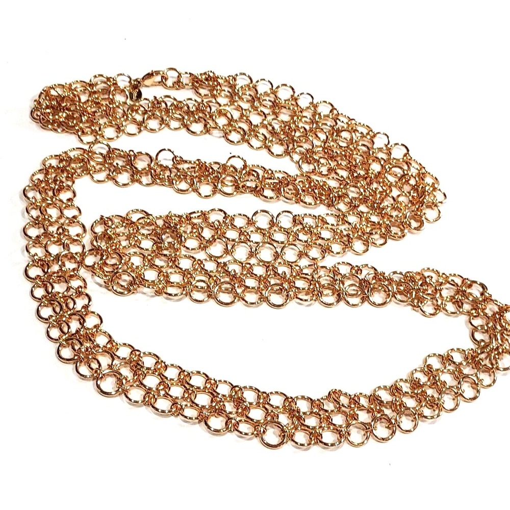 Necklace -Joan Rivers Gold Tone Triple Linked Circle Chains - 48 inches